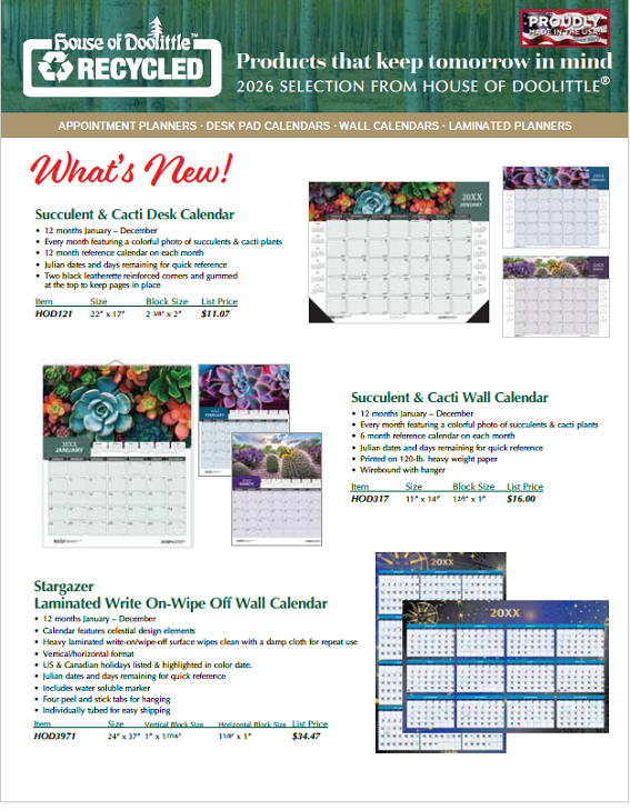 2026 House Of Doolittle Calendars